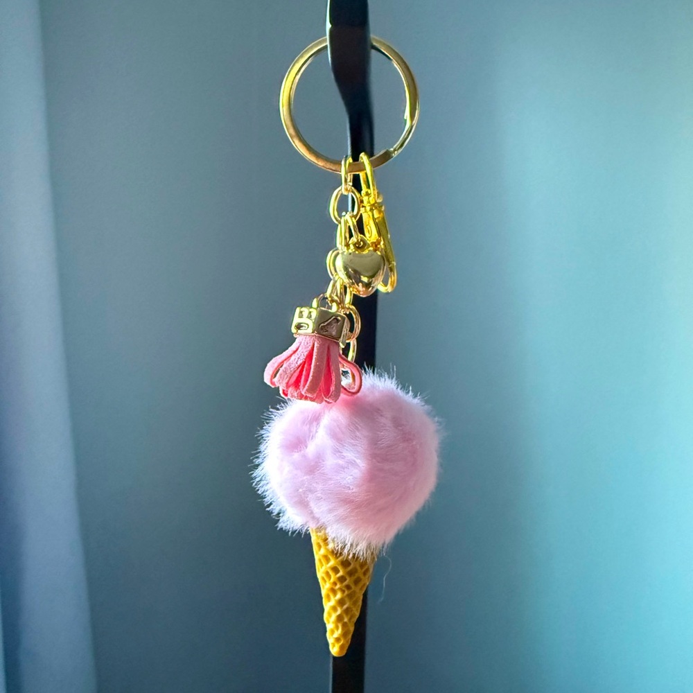 Pink Ice Cream Cone Bag Charm